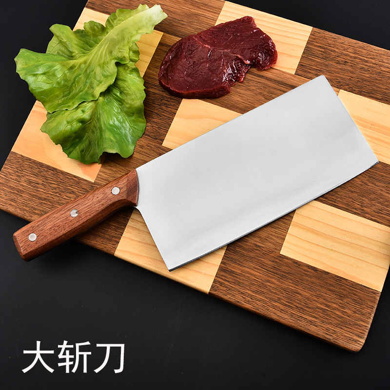 厂家批发 不锈钢大斩刀 阳江木柄锻打切菜切肉刀 家用厨房刀具