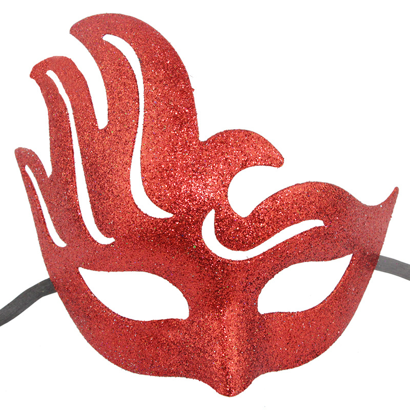 厂家直销 金粉亮片镂空火焰面具万圣节面具 女士塑料舞会面具定制