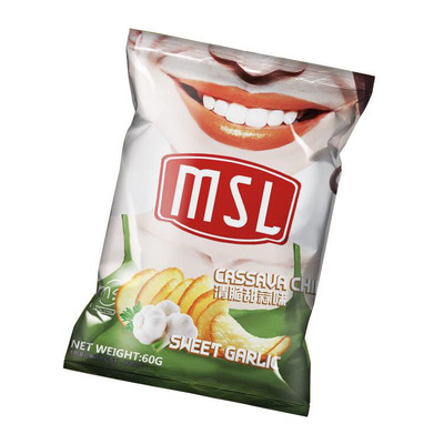 网红休闲笑脸薯片 印尼进口msl木薯片清爽甜蒜味60g
