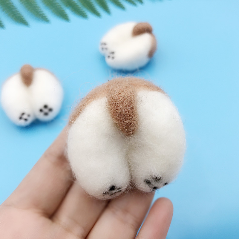 羊毛毡柯基屁股成品手机壳胸针帽子包包配件diy手工材料挂件