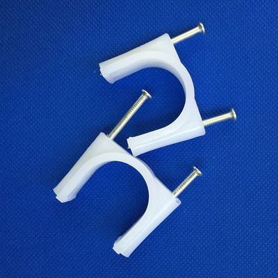 厂家直销 40mm双钉塑料圆形线卡 高质网线卡子环保钢钉线卡批发