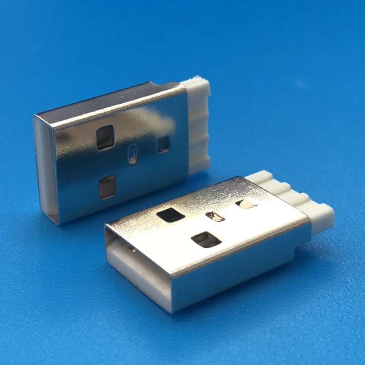 2.0 USB不锈钢壳 A公PBT胶芯焊线式防生锈成型式铜壳AM短体插头