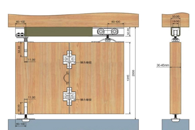 折叠门吊轮吊轨推拉门移门滑轮玻璃木门静音吊滑配十字铰厂家直销