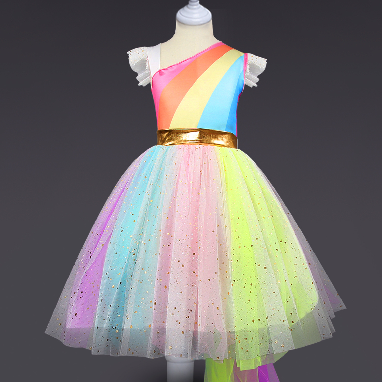 新款热卖节日演出服cosplay服装独角兽连衣裙子舞台表演彩虹批发