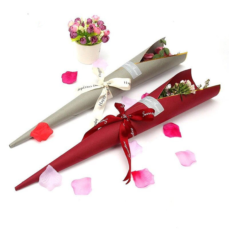 单双支玫瑰花包装袋情人节鲜花包装袋透明印花塑料花束包装材料袋