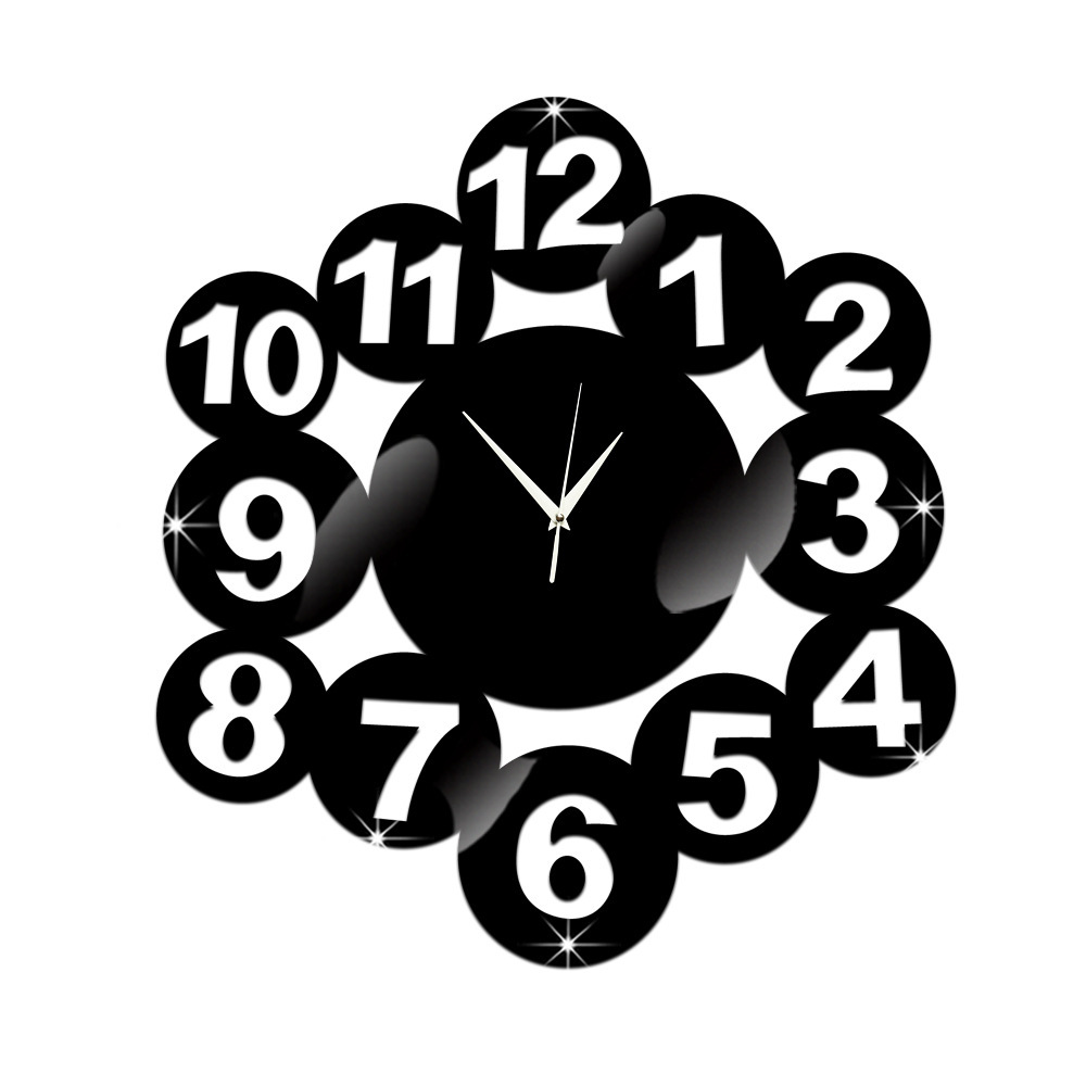 客厅挂钟 亚克力装饰钟 罗马数字英文创意镜面钟 石英钟 wc1252