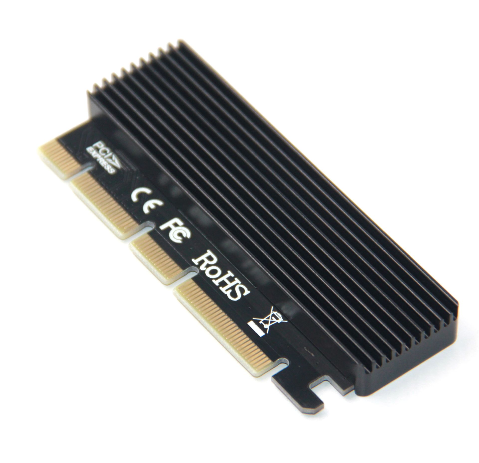 新款nvme转接卡m.2转pcie3.0满速x16扩展卡mkey全铝盒散热