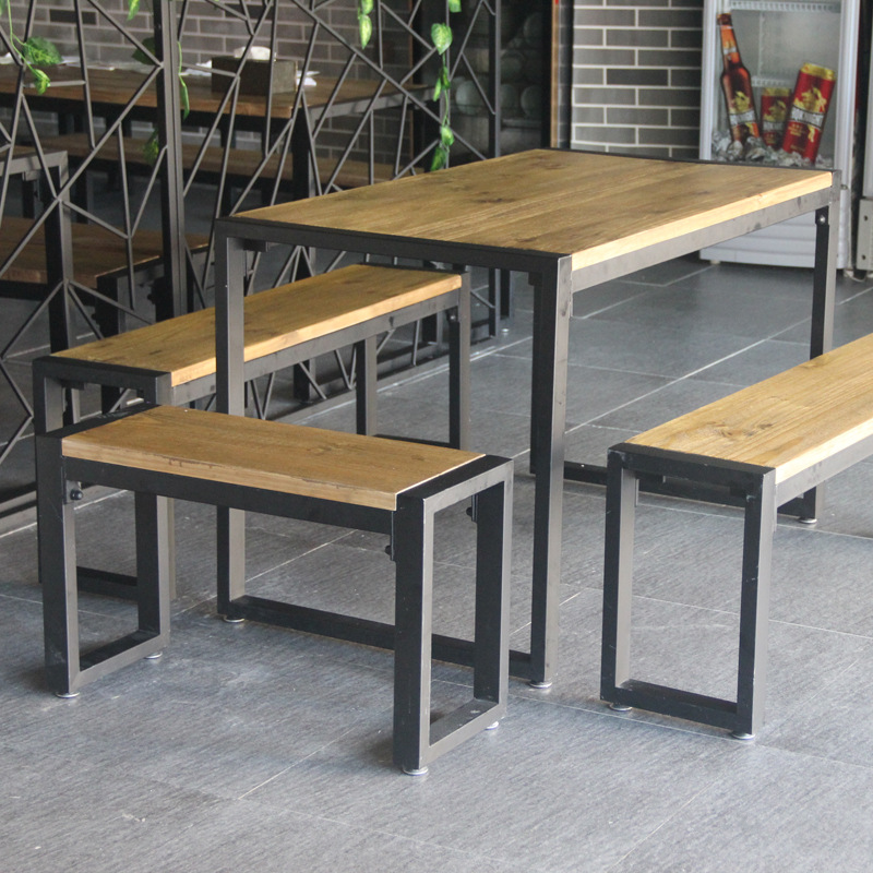 北欧铁艺桌子 餐桌甜品店茶几 4人位小户型简约复古长方形家具