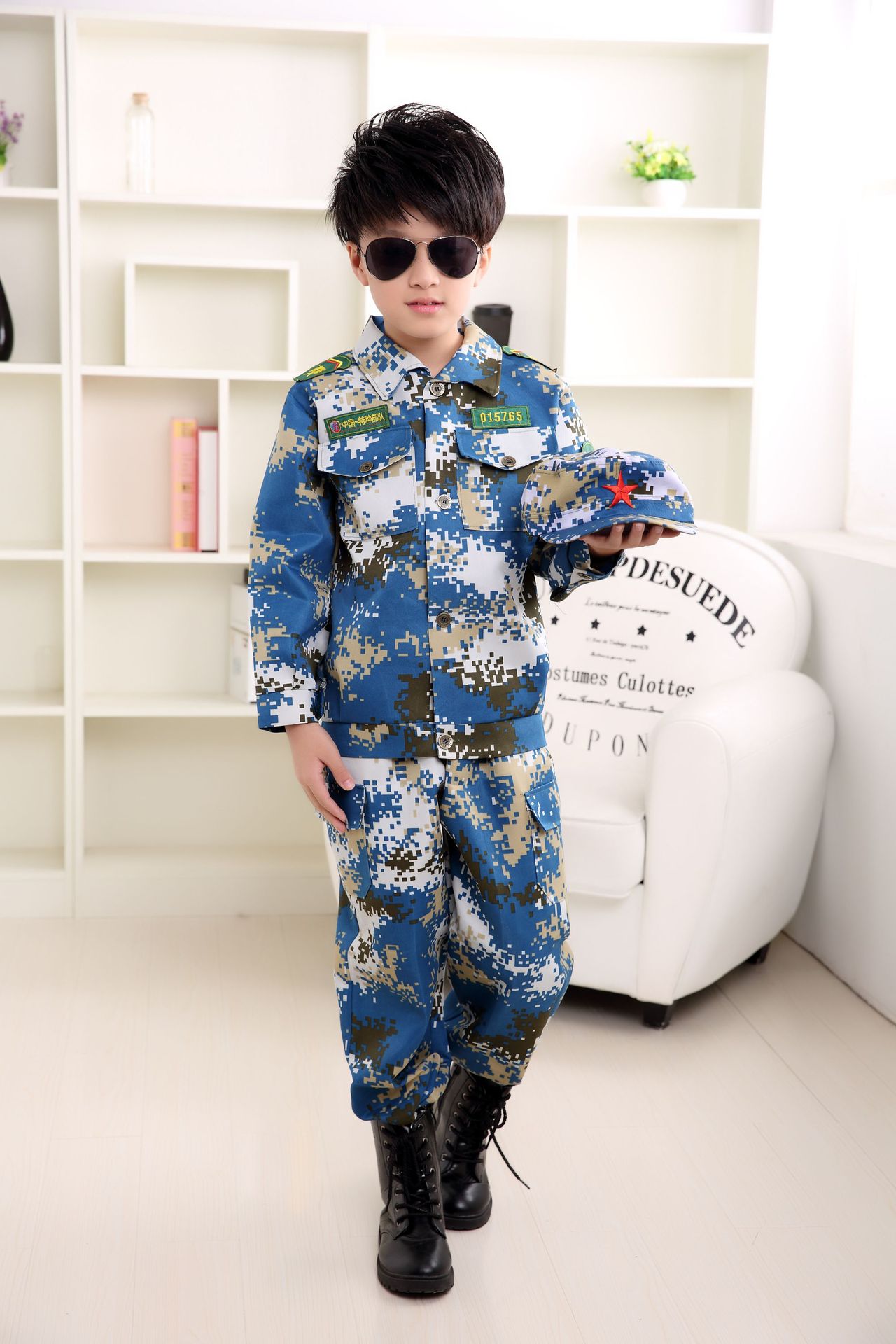 儿童迷彩服套装幼儿中小学生海陆空夏令营演出服男女孩军装儿童迷