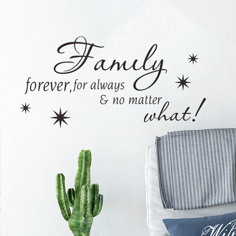 英文quote墙贴 family forever客厅卧室装饰贴纸可移除自粘fx1083