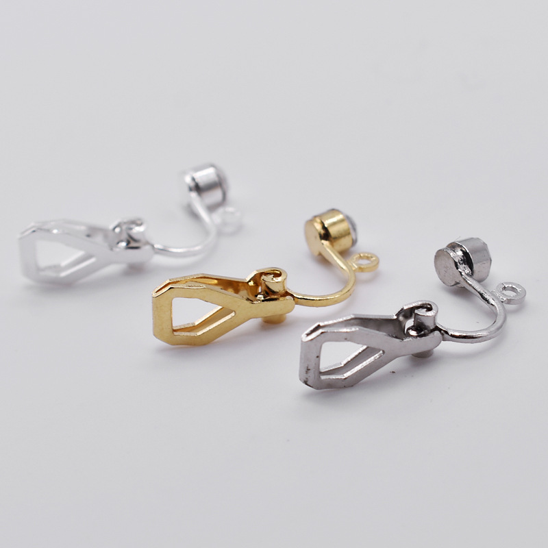 三角耳夹镶水钻 软垫耳夹 diy无耳洞耳夹耳饰 无耳洞镶水钻耳夹