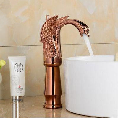 European-Style Antique Faucet Swan Hot and Cold Washbasin Faucet Retro Copper Undercounter Basin Golden Faucet Water Tap