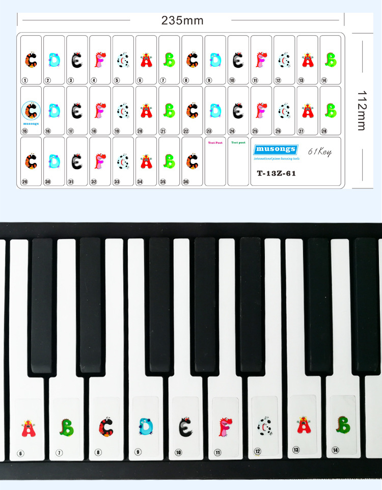 钢琴61键贴纸示意图图片
