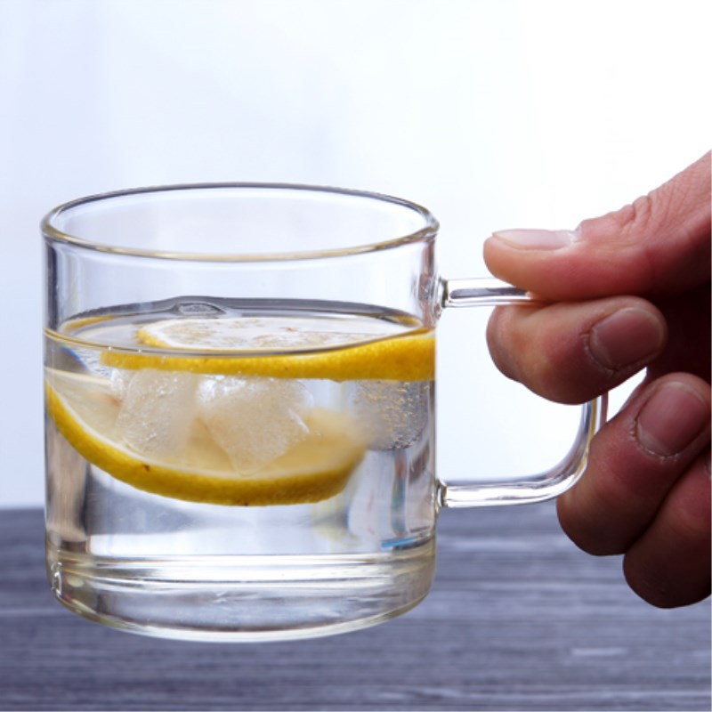 耐热玻璃带把水杯平底杯圆柱形玻璃杯生产厂家大容量300ml