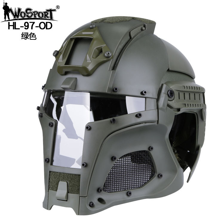 Wosport Factory Direct Sales Medieval Iron Warrior Helmet Tactical Outdoor Retro Helmet Solid Color Version