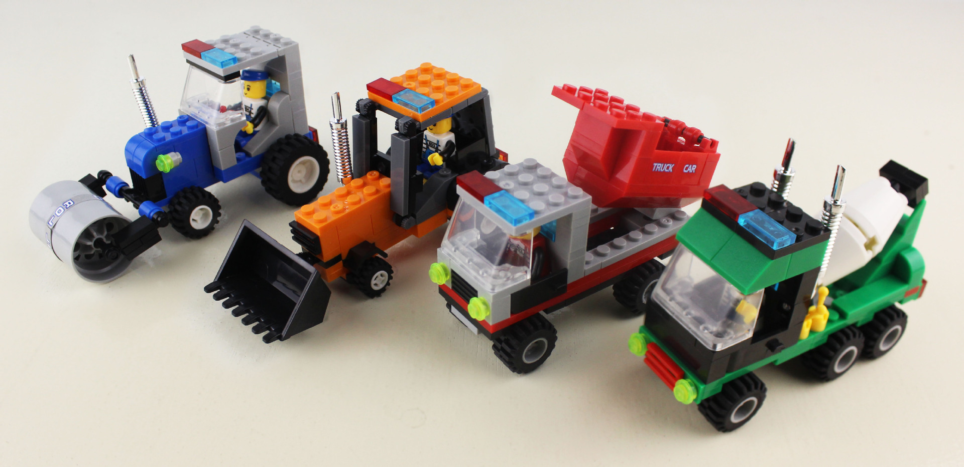 清仓万格040802-04儿童益智拼装积木玩具 迷你工程车施工车代发