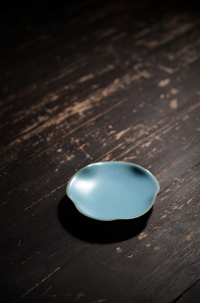 晴先生手工青瓷茶杯托陶泥蓝色杯垫文艺茶托功夫茶具茶道零配茶垫