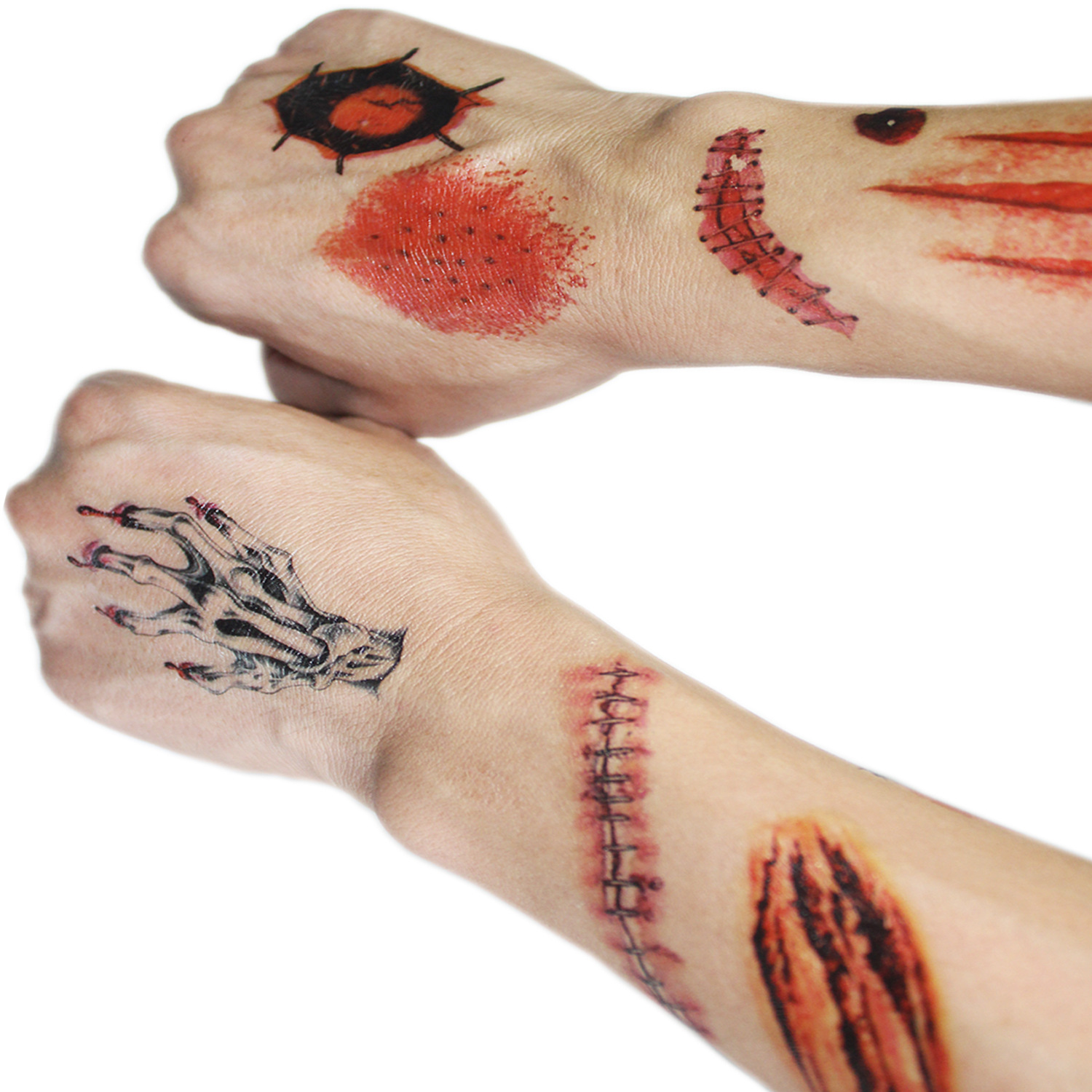 速卖通万圣节舞会用品伤疤纹身贴纸恐怖派对密室扮鬼气氛装饰道具