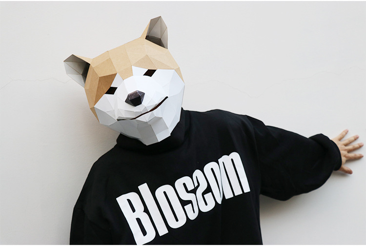 动物头套哈士奇秋田柴犬二哈狗头纸模面具酒吧舞会搞笑表演出道具