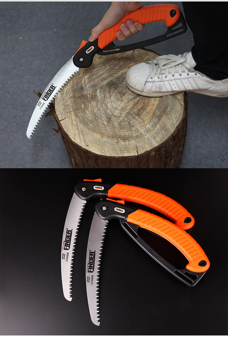 跨境热销园林锯子手工折叠锯子农用工具三面磨齿手锯果树锯户外锯