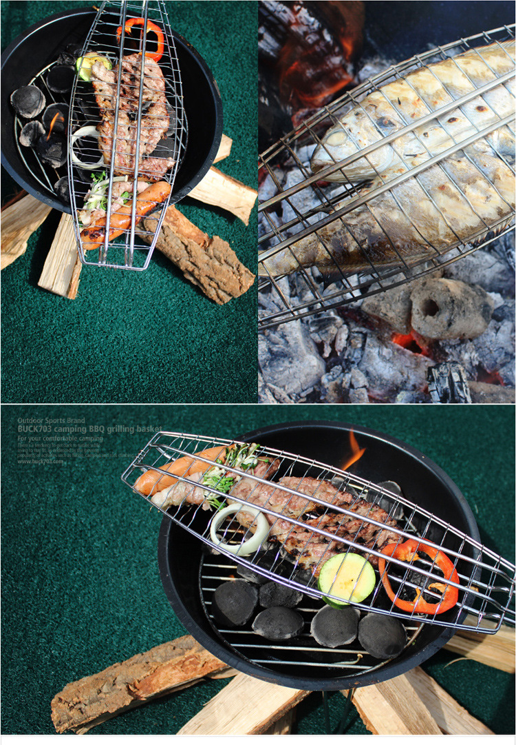 户外烧烤配件烤鱼夹子烤肉烤面包网烤香肠茄子烧烤网架野营用品