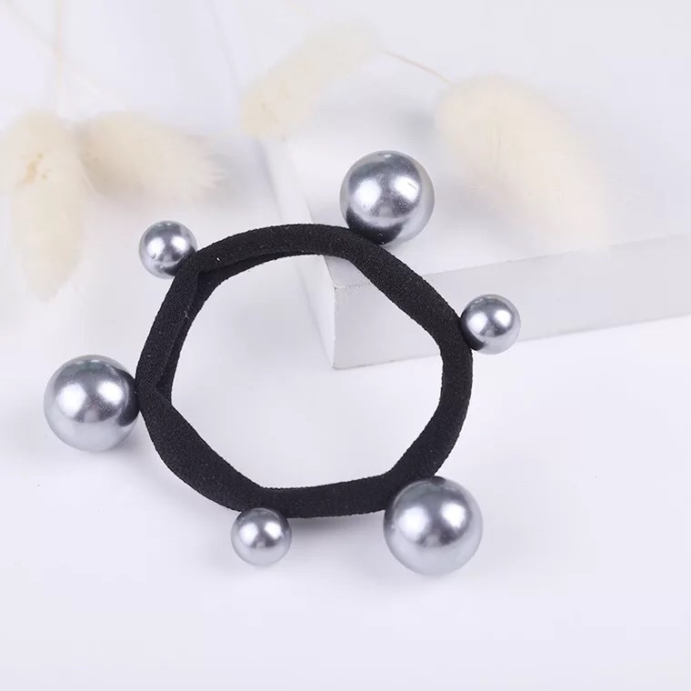 Internet Celebrity Bun Large and Small Pearls Hair Band Towel Ring Seamless Beaded Hair Rope High Elasticity Non-Deformation Rubber Band