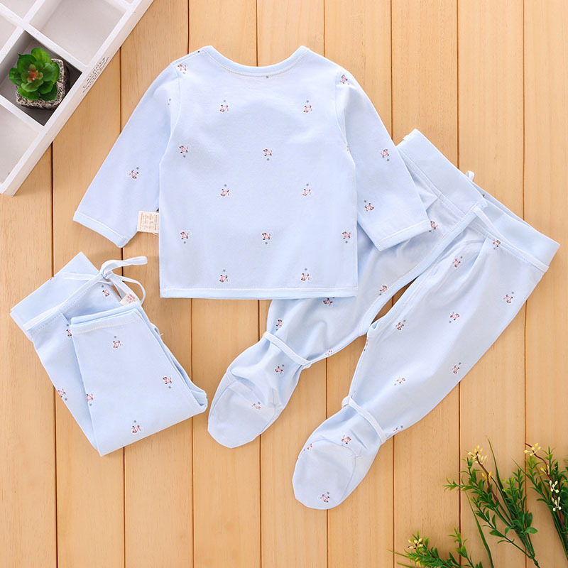 宝宝内衣套装婴儿衣服四季和尚服新生儿衣服0-3月纯棉系带三件套