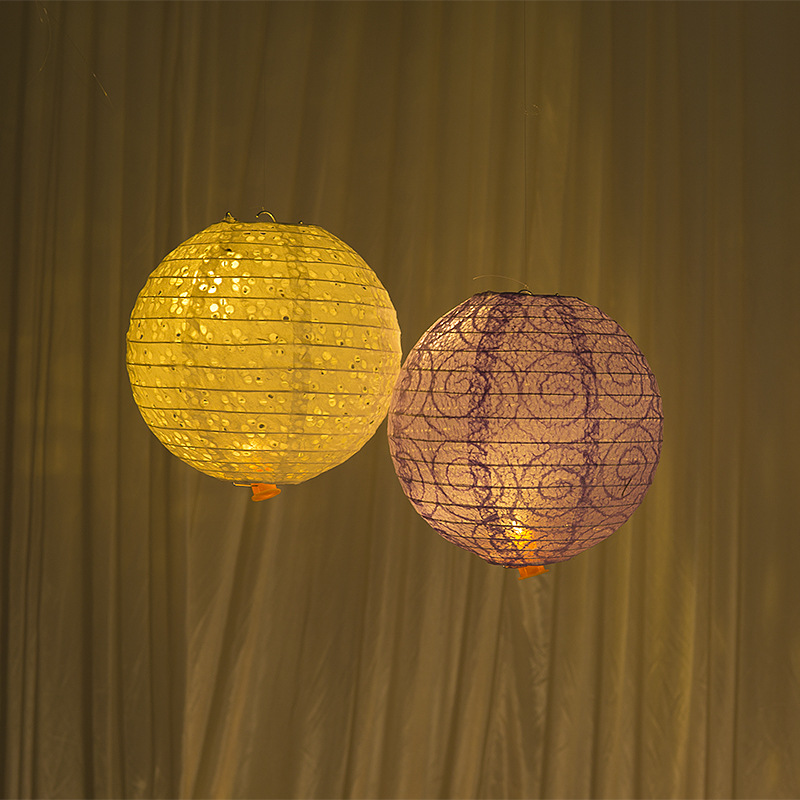 中秋手提发光落水纸灯笼摄影挂饰镂空灯笼幼儿园舞蹈镂空装饰橱窗