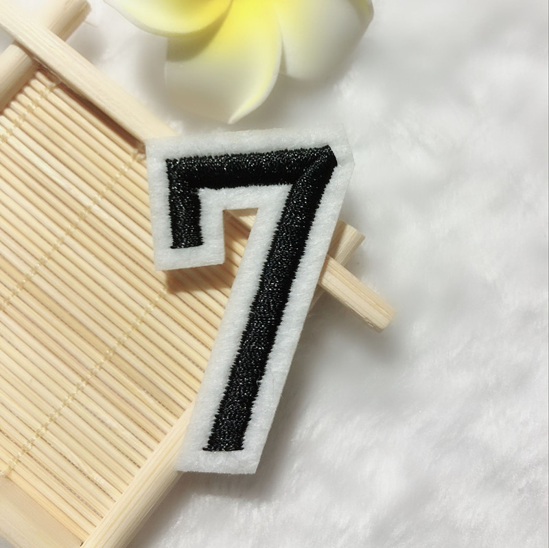 个性黑色球服编号阿拉伯数字0-9组合刺绣布贴 电脑辅料衣帽补丁贴