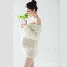 孕妇装服装影楼孕妇拍照白色毛衣性感妈咪摄影服饰孕妇写真艺术照