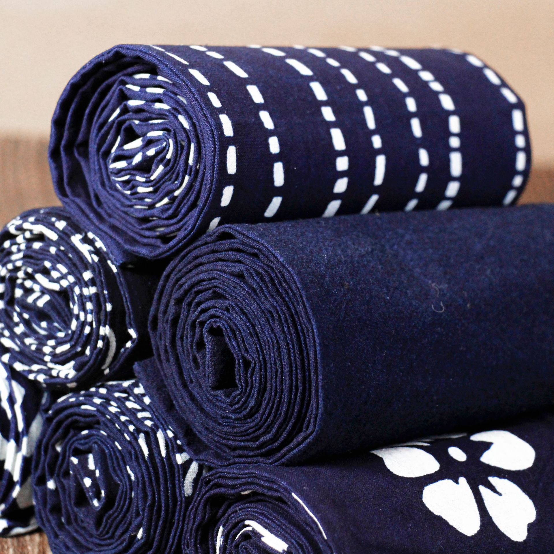 厂家定制原创茶席手工蓝染桌旗非遗蓝印花布茶垫中式茶巾批发