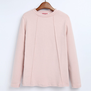 磨毛纯色半高领长袖棉修身显瘦型女春秋打底衫厚款上衣百搭t恤