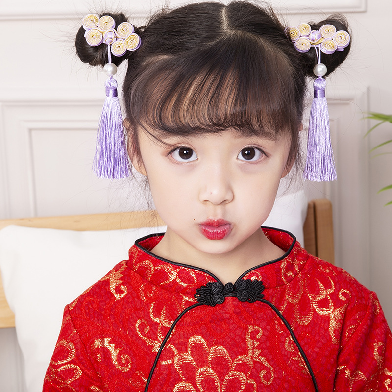 宫廷风小女孩发饰新年款流苏古风发夹唐装头饰发卡格格汉服配饰