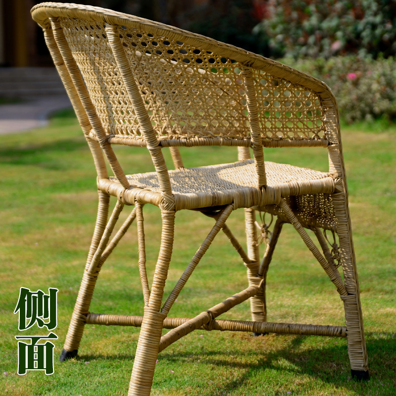 天然藤椅真藤高靠背日式老式滕椅阳台客厅老人藤编藤椅