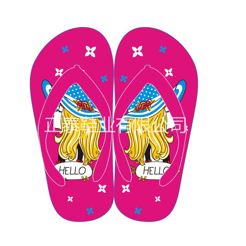 drawing design and production straw hat girl girl beach environmental protection eva children flip-flops customized