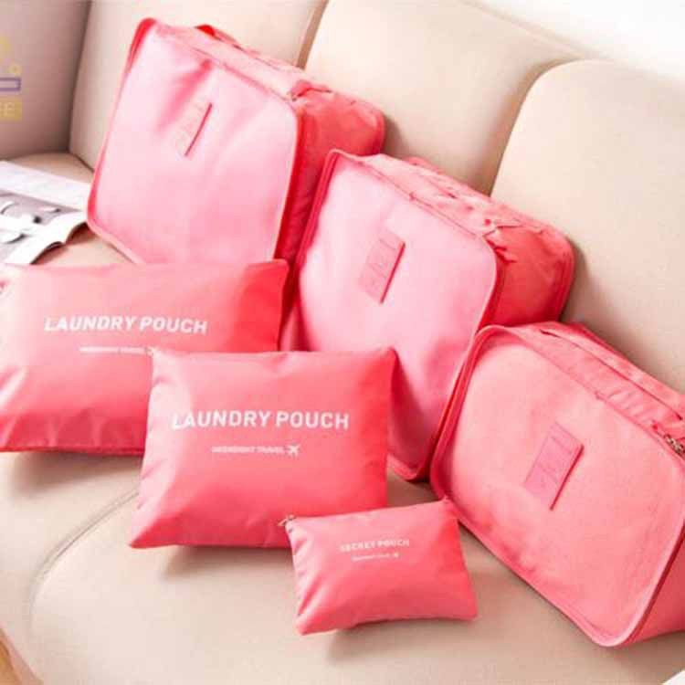 Korean Style Underwear Travel Buggy Bag Six-Piece Wash Bag Makeup Portable Clothes Luggage Shoes Storage Bag 6-Piece Set