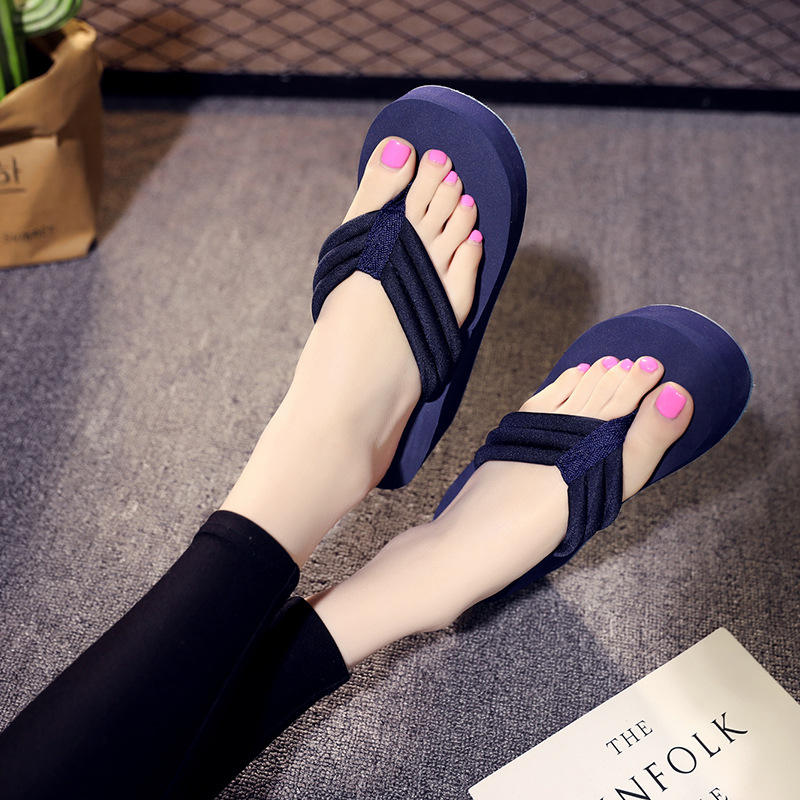 AMH Flip Flops Women's Summer New Platform Beach Shoes Women's Korean-Style Fashion Non-Slip Woven Belt DIY Sandals Wholesale