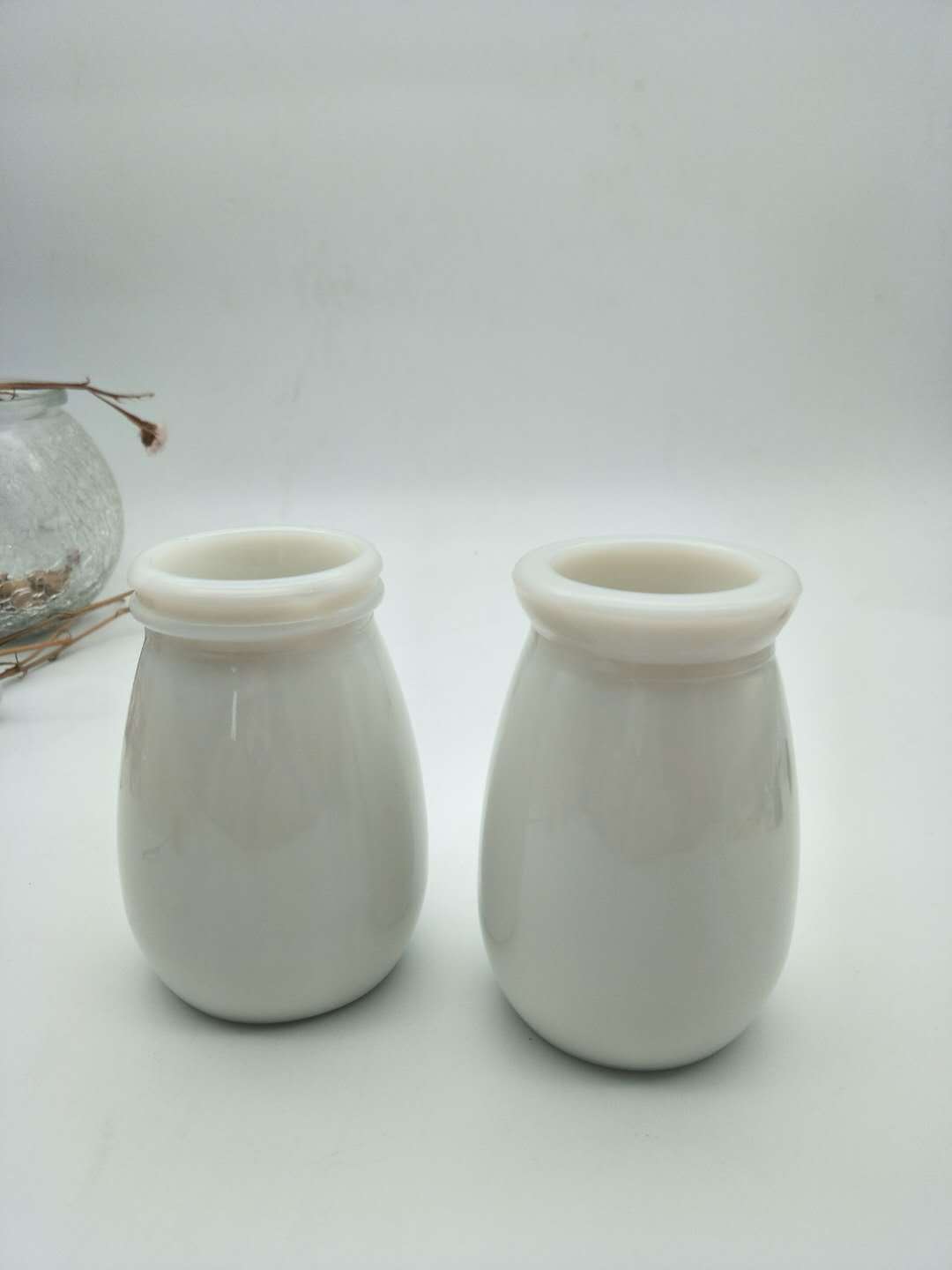 老酸奶罐白瓷奶瓶 玻璃布丁瓶 鲜奶瓶带盖子 透明酸奶玻璃瓶定制