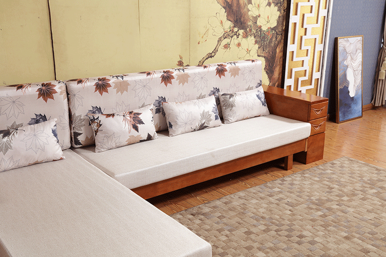 全实木客厅沙发 特价小户型家具单人双人三人位转角贵妃组合沙发