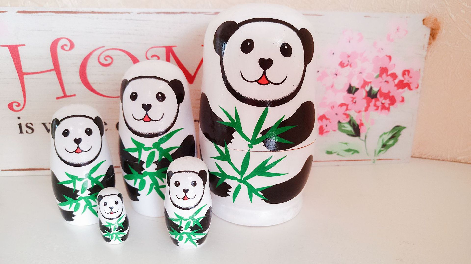 五层木质套娃动物熊猫系列工艺礼品特色手工
