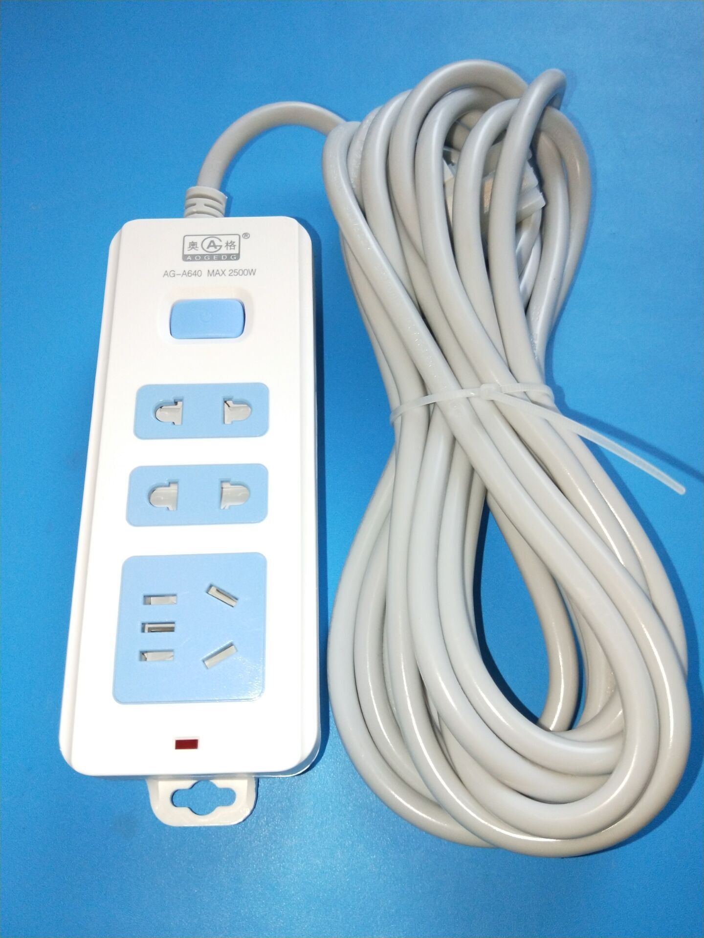 奥格a640安全门9孔1.8米3米5米带开关电源插座插线板带纯铜线排插