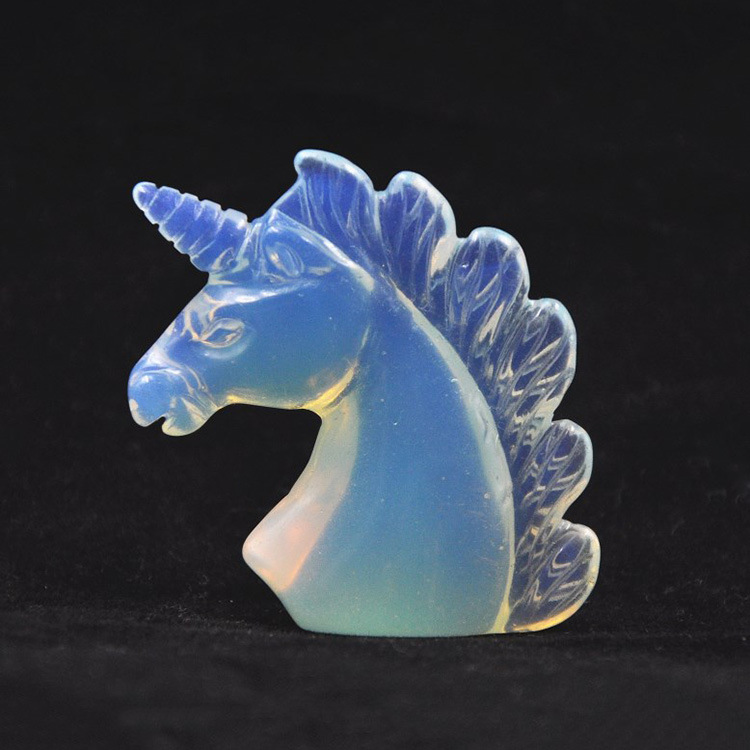 厂家批发促销月光蛋白石独角兽马头手工艺品外贸平台精品现货
