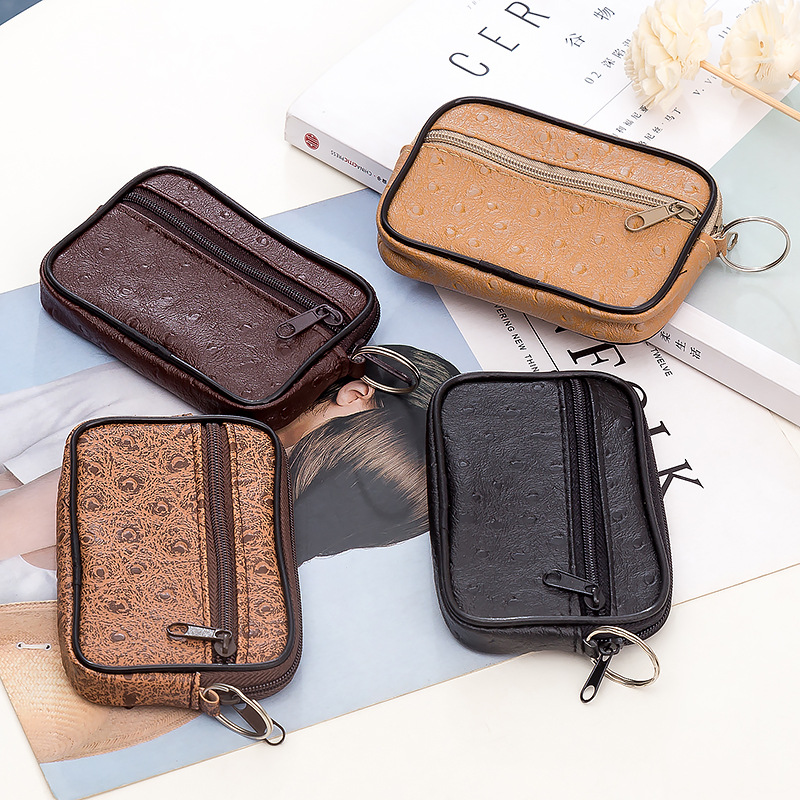 Card Holder Coin Purse Car Key Small Wallet PU Leather Ostrich Grain Key Bag One Piece Dropshipping