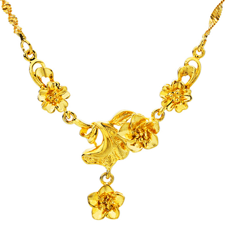 精美花朵仿金项链额链女镀18k黄金结婚饰品新娘链子金色越南沙金