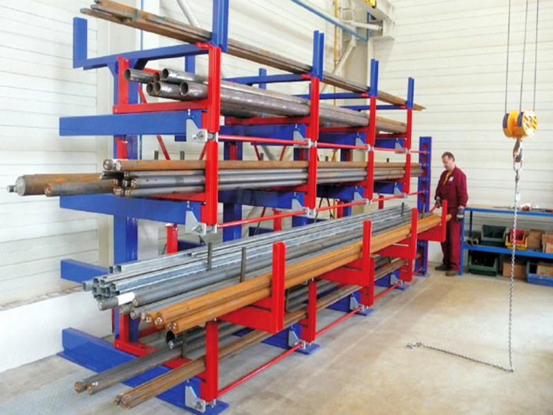 江西厂家直供重型悬臂货架案例 伸缩式悬臂货架金属管材存放
