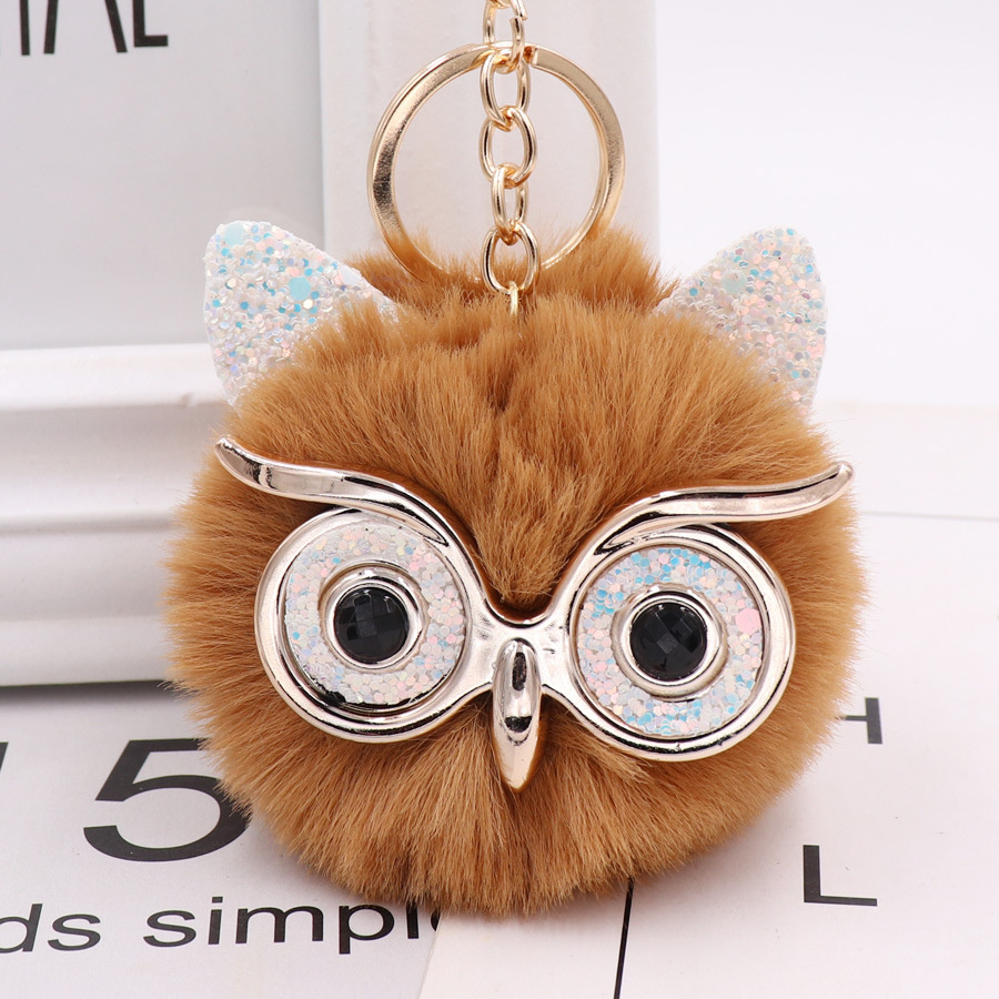 Gretel Owl Plush Key Chain Imitation Rabbit Fur Ball Bag Package Pendant Fur Automobile Hanging Ornament Factory Wholesale