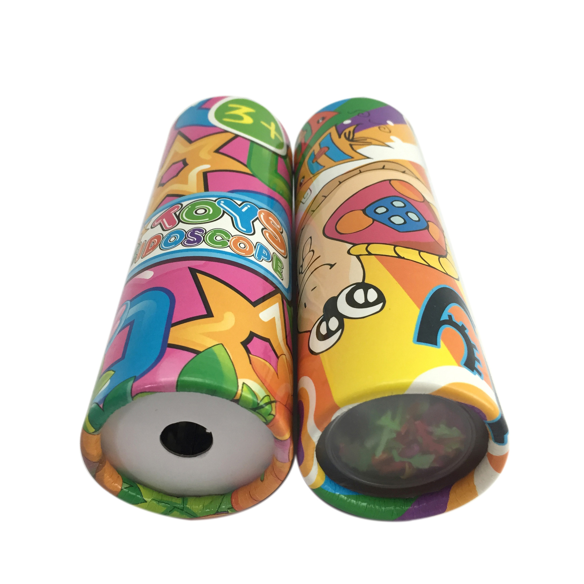 儿童益智玩具卡通可爱万花筒玩具实景卷边多棱镜纸质万花筒