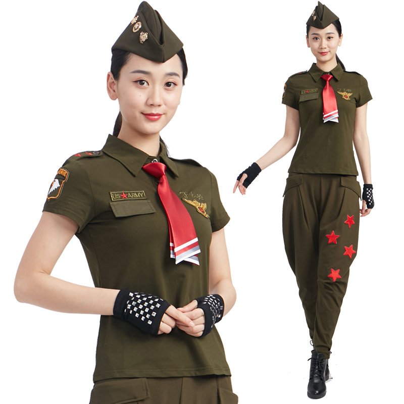 水兵舞服装全新女套装2019夏新款短袖t恤女广场舞团队表演服上衣