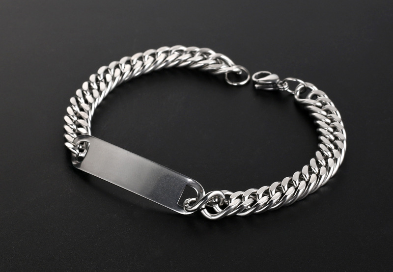 手链女个性夏季不锈钢手链光滑金属魅力男士链条百搭手链