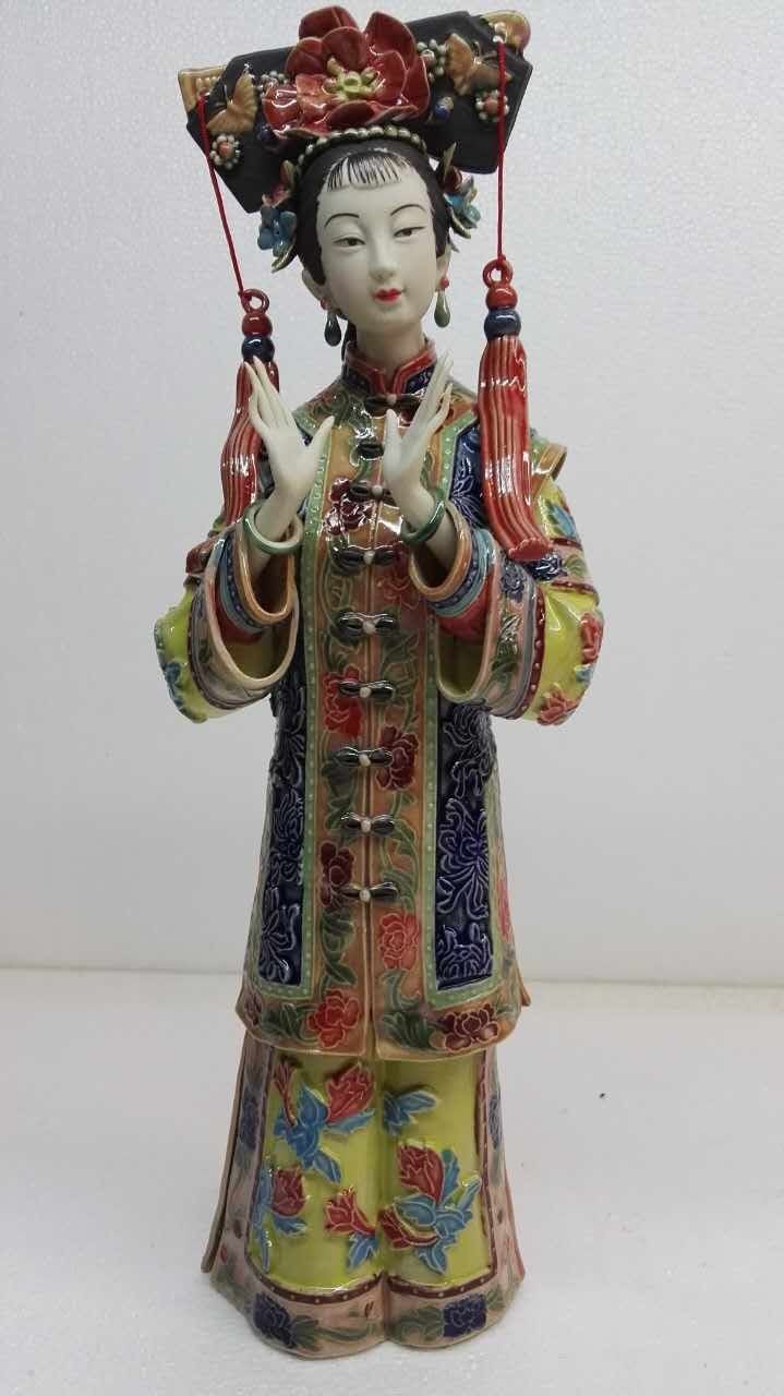 林伟东大师作品正品初夏荷花姑娘石湾陶瓷公仔古典仕女美女装饰